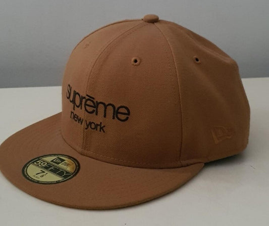 FW10 Supreme Classic Logo New Era braune Mütze Cap 7 1/8 Vintage 2010 Sehr selten