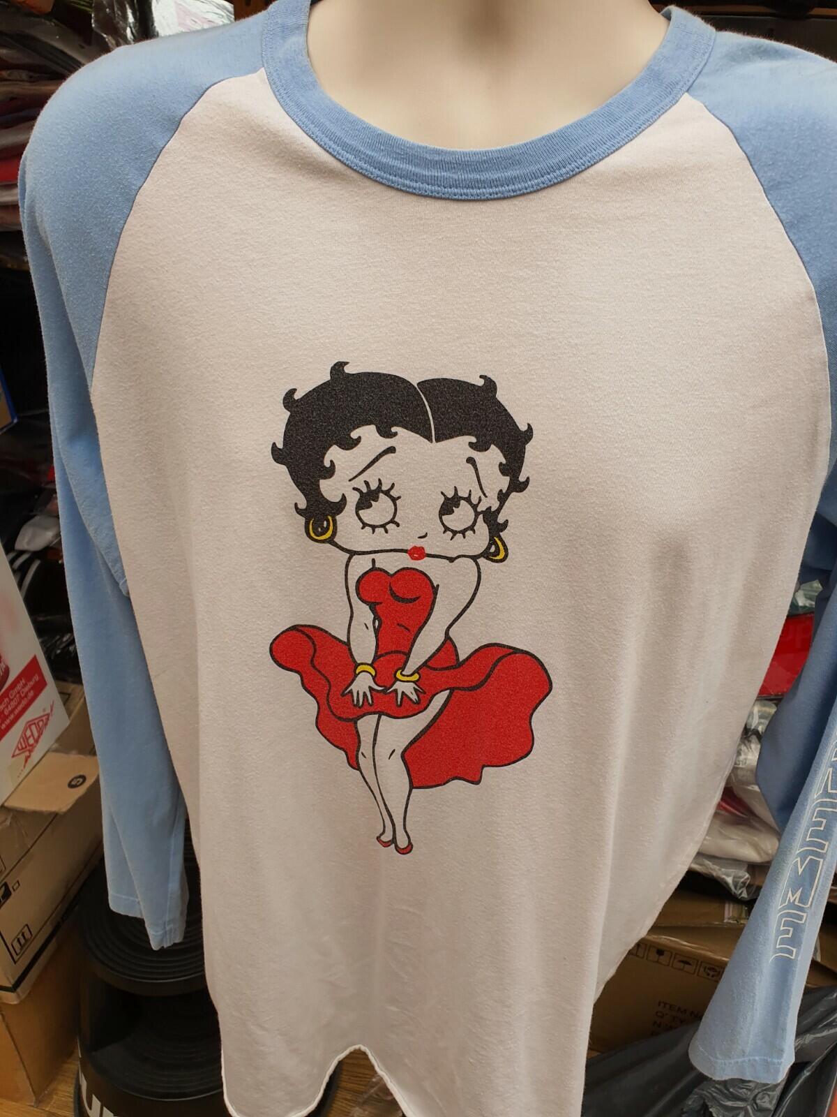 SS16 Supreme Betty Boop Raglan L/S tee Light Blue Size XL