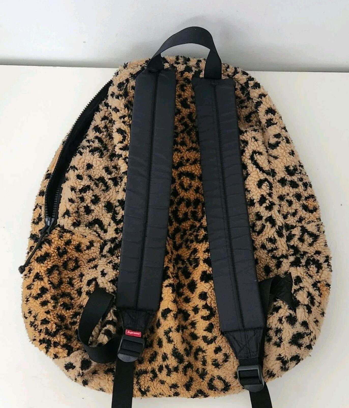 FW17 Supreme Leopard Fleece Backpack Bag Yellow