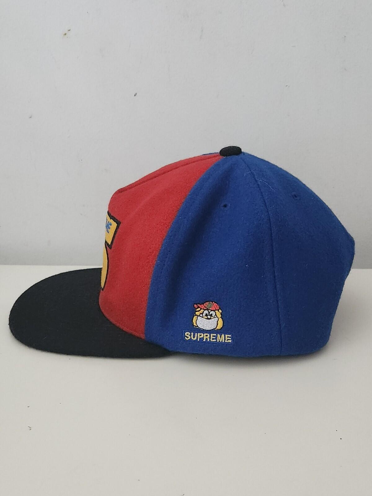 FW15 Supreme Milano Filz 5-Panel Cap Schwarz Blau Rot Wollmütze Selten 2015 S Logo