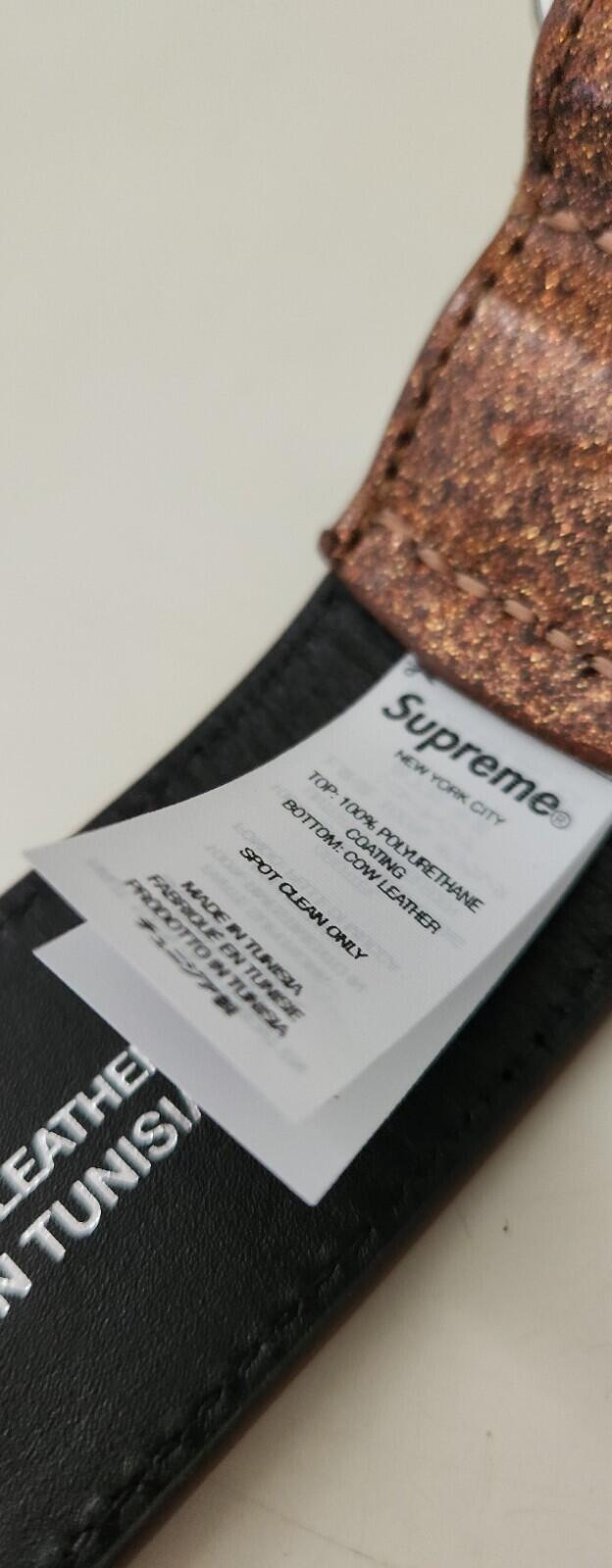 FW22 Supreme Glitter Vinyl Ranger Belt Size M Medium Brown Leather New Accessory