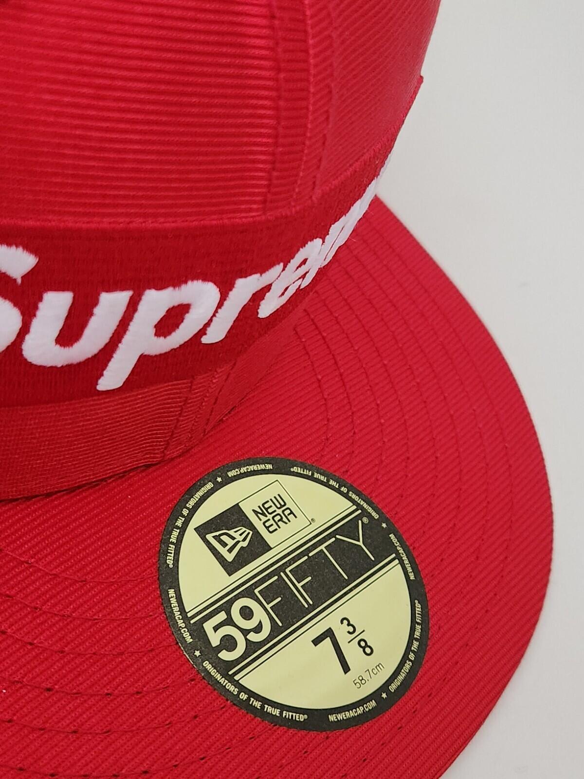 SS16 Supreme Dazzle Box Logo New Era Red Fitted cap hat size 7 3/8