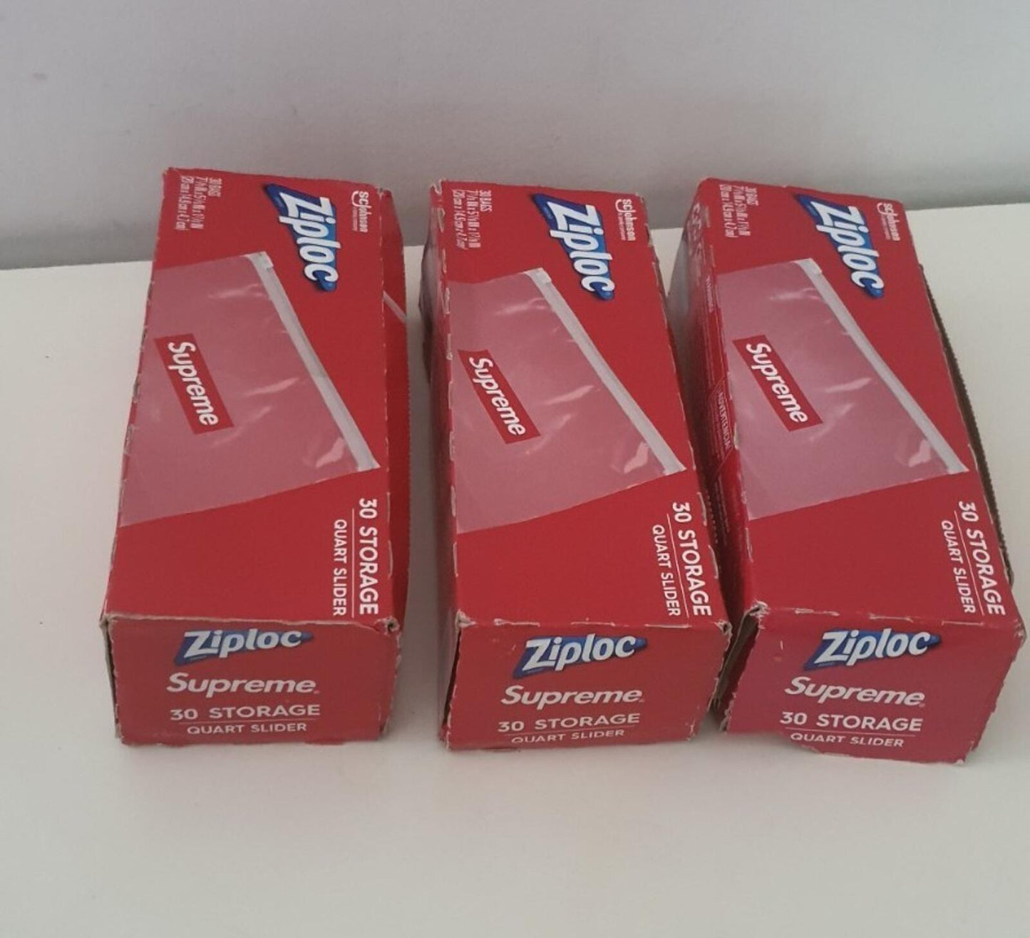 3x SS20 Supreme ZIPLOC Beutel (3x Boxen à 30 Stück) klare kleine Box Logo Aufbewahrungsbeutel