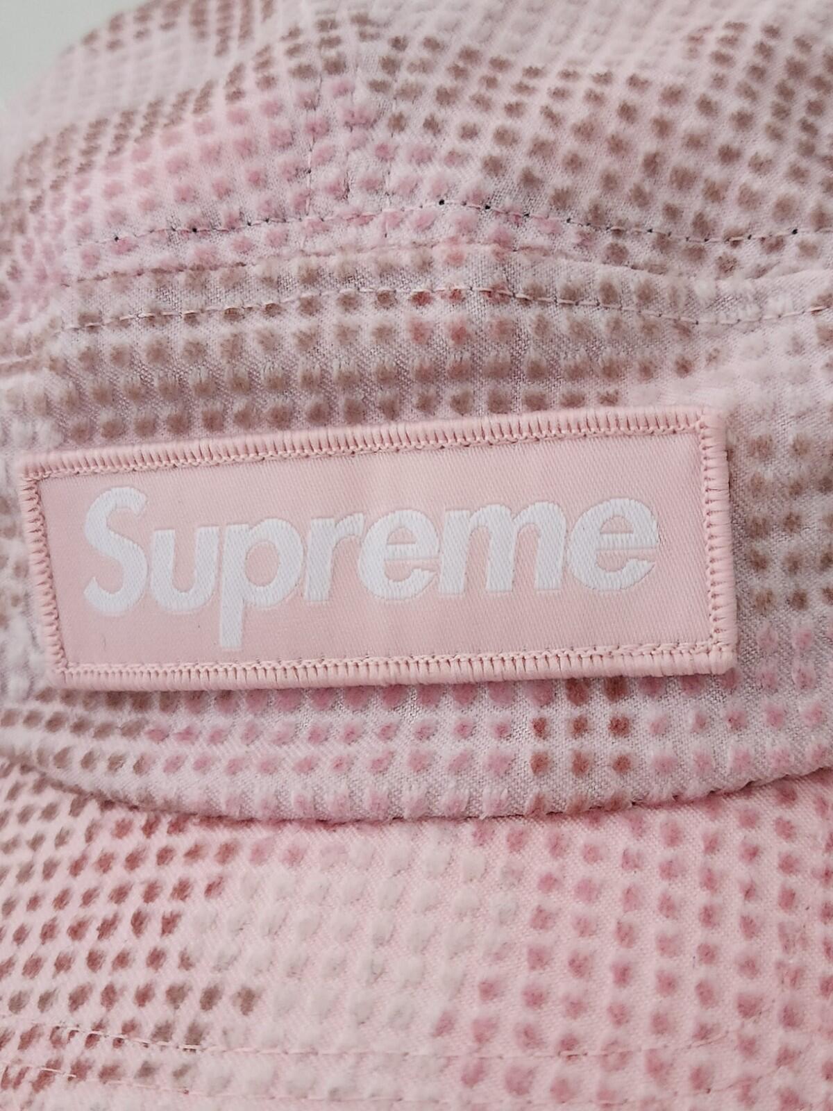 FW22 Supreme Camo Grid Velvet Camp Cap Pink Camo
