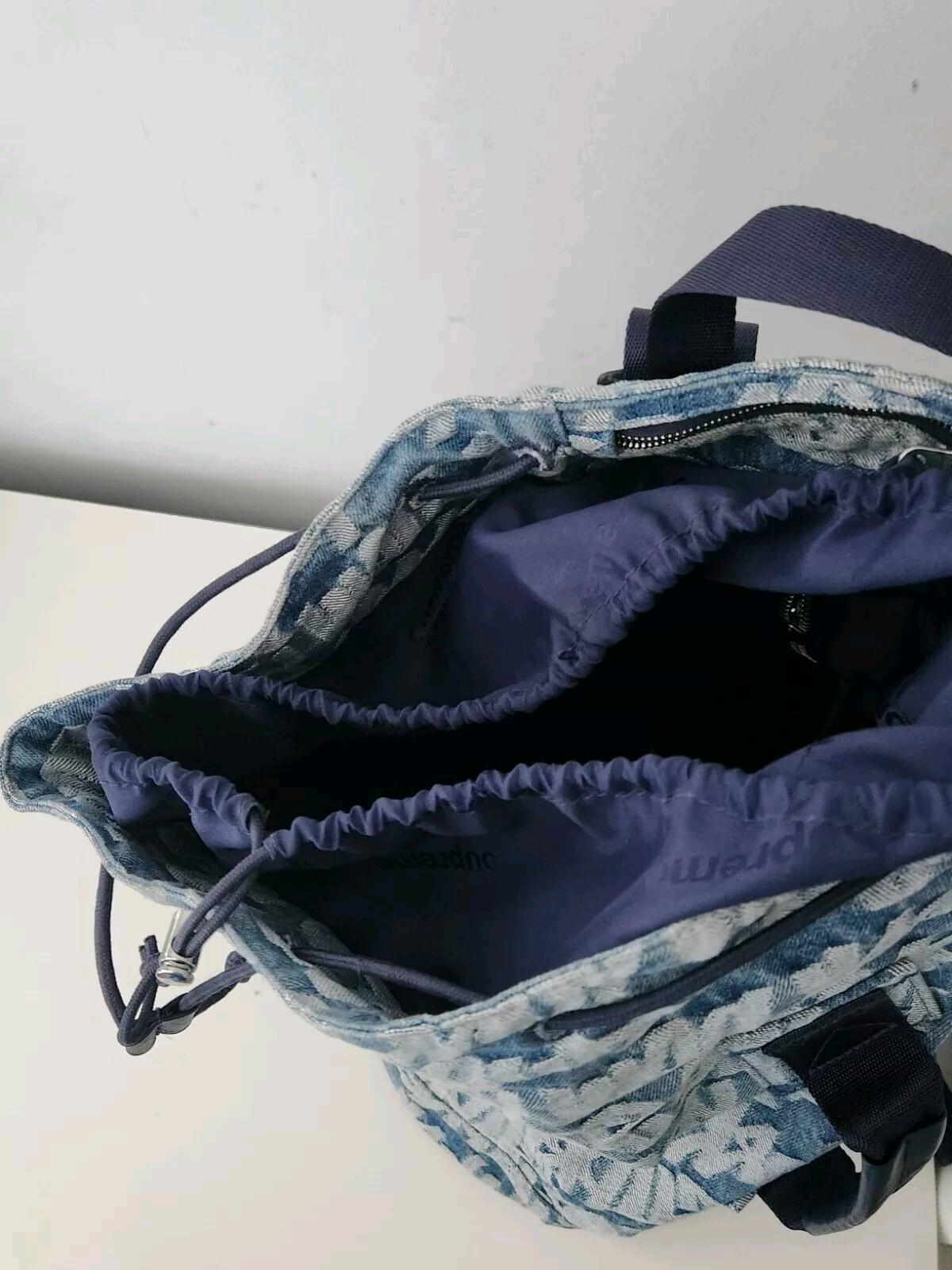 SS22 Supreme Fat Tip Jacquard Denim Backpack bag Blue