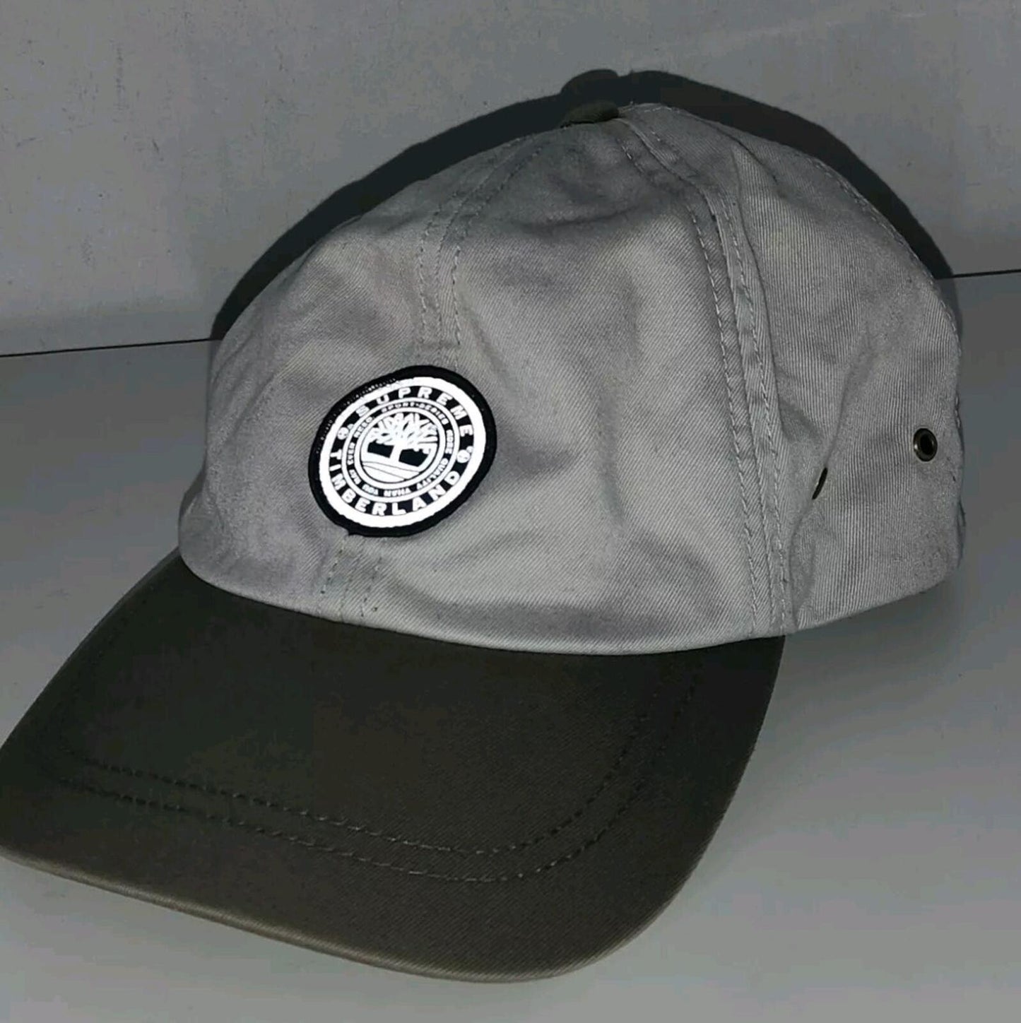 FW21 Supreme x Timberland 6-Panel  White cap Beige hat 3M Reflective Logo