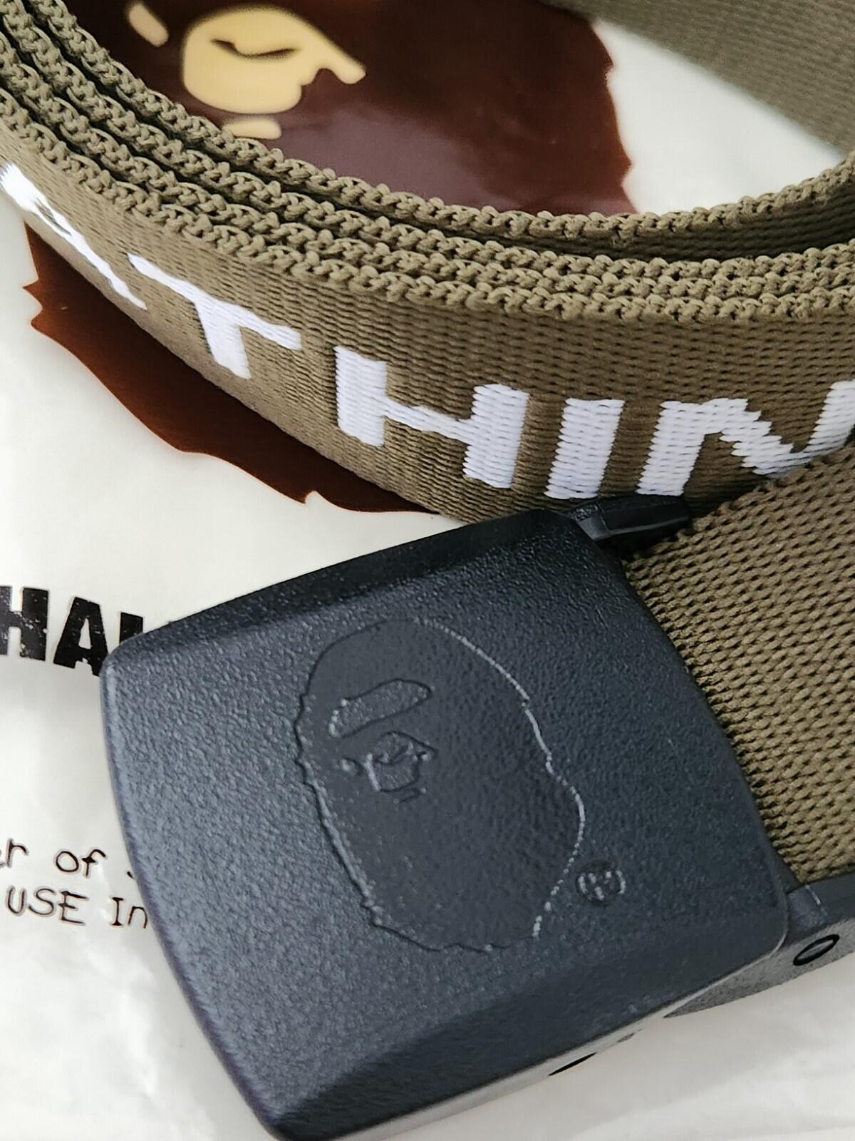 SS22 A BATHING APE Cinturón GI tejido oliva hebilla metálica BAPE Nuevo