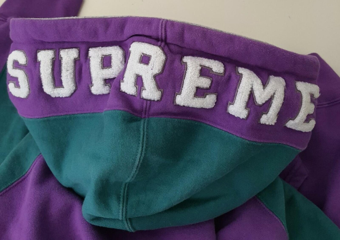 FW18 Supreme Paneled Hooded Sweatshirt Violet Size M