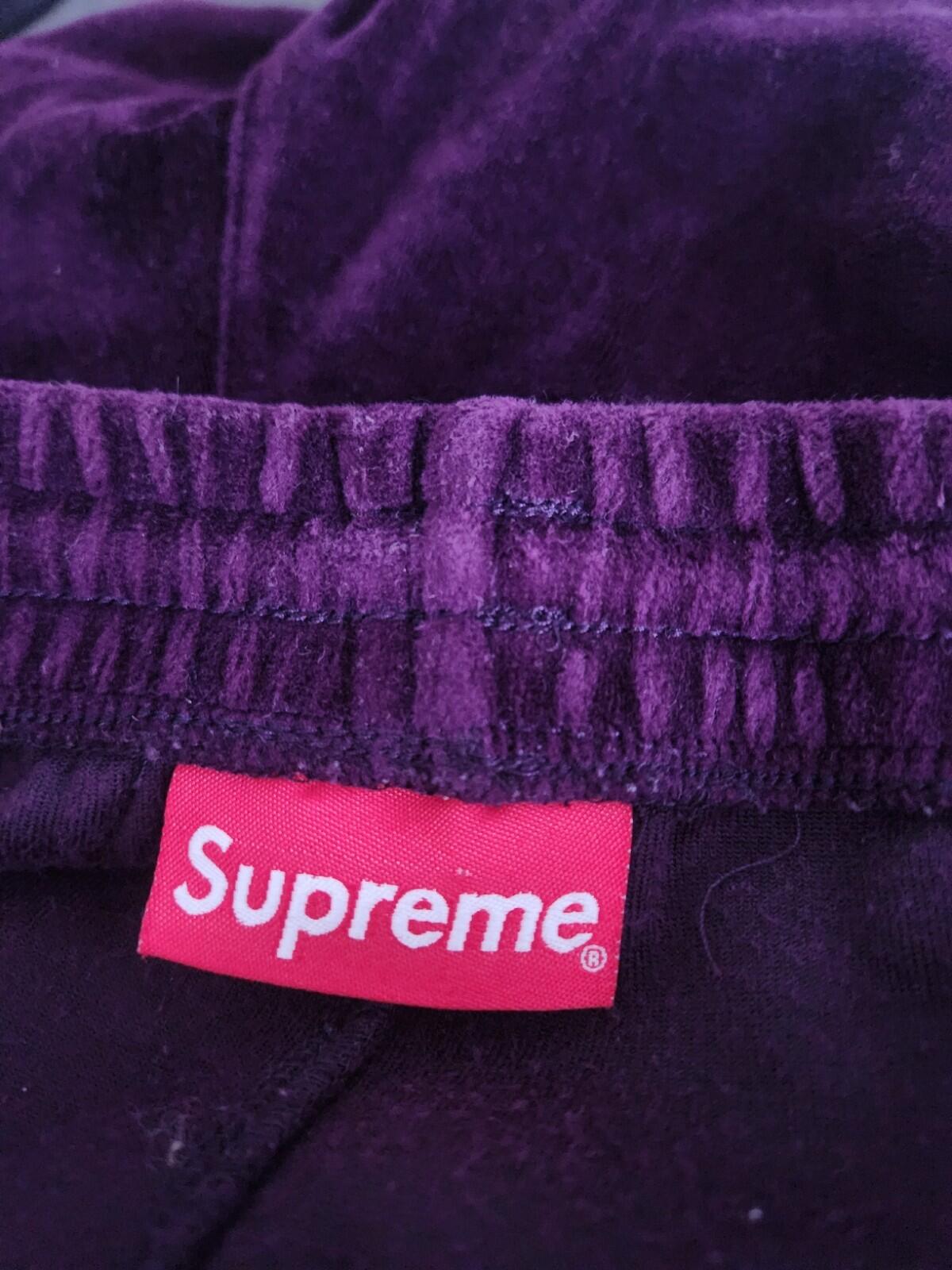 FW17 Supreme Velour Warm Up Pant Deep Purple Size M