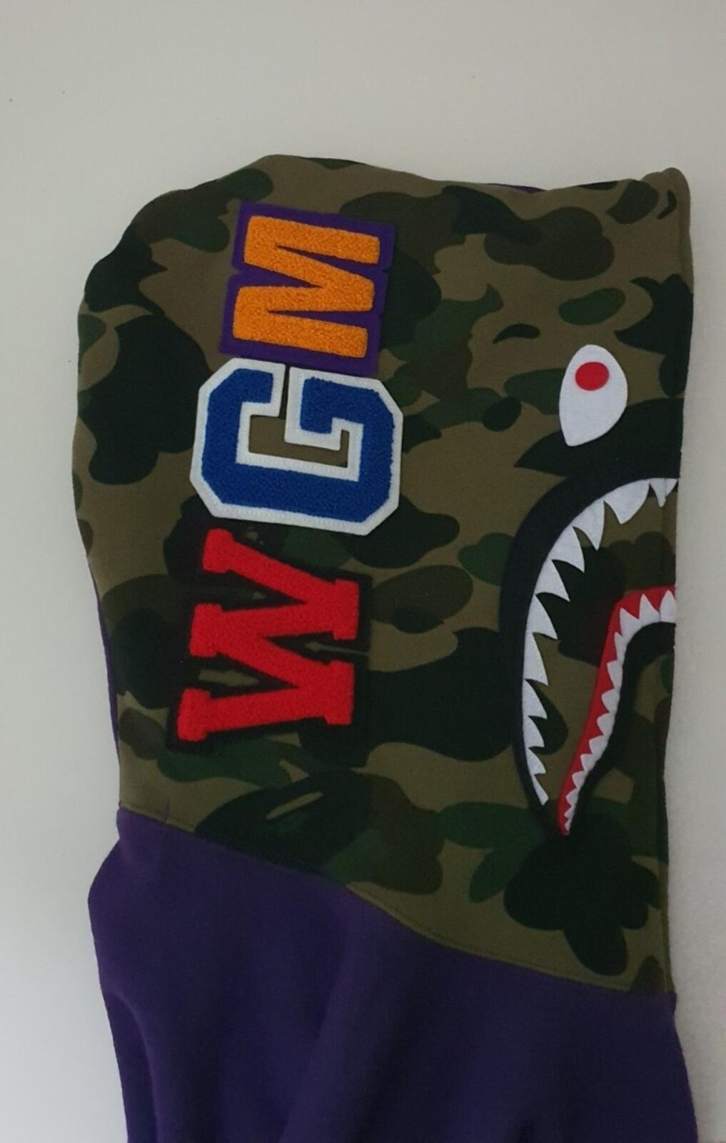 A BATHING APE Shark Full Zip Hooded Sweatshirt Purple Size S BAPE