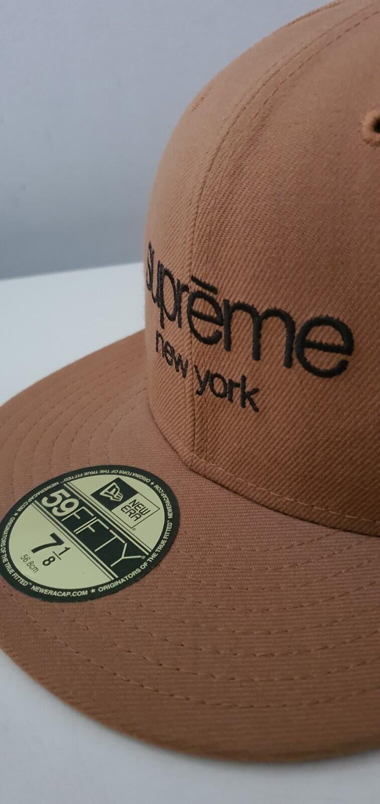 FW10 Supreme Classic Logo New Era brown hat cap 7 1/8 vintage 2010 Very Rare