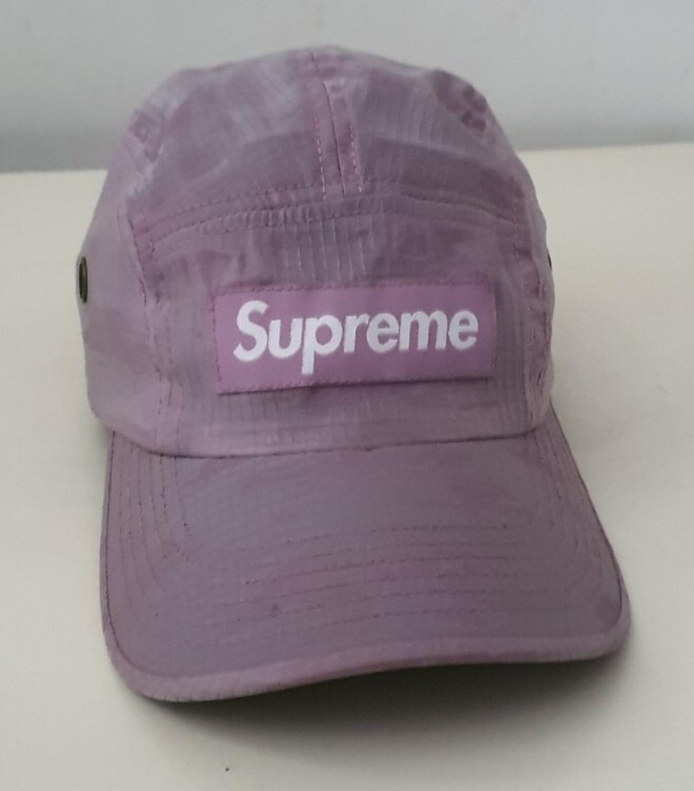 FS22 Supreme Broken Camo Camp Cap Lila Nylon Hut Box-Logo Ripstop