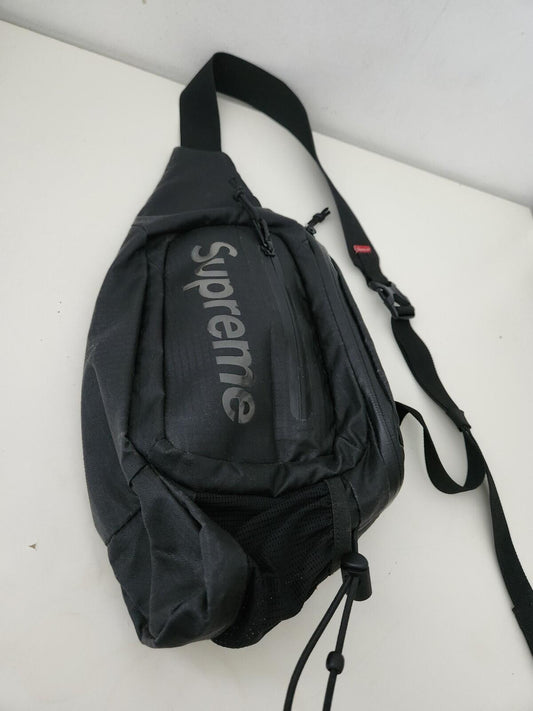 SS21 Supreme Bandolera Negra Resistente al Agua Hombro Cintura Nailon Antidesgarro