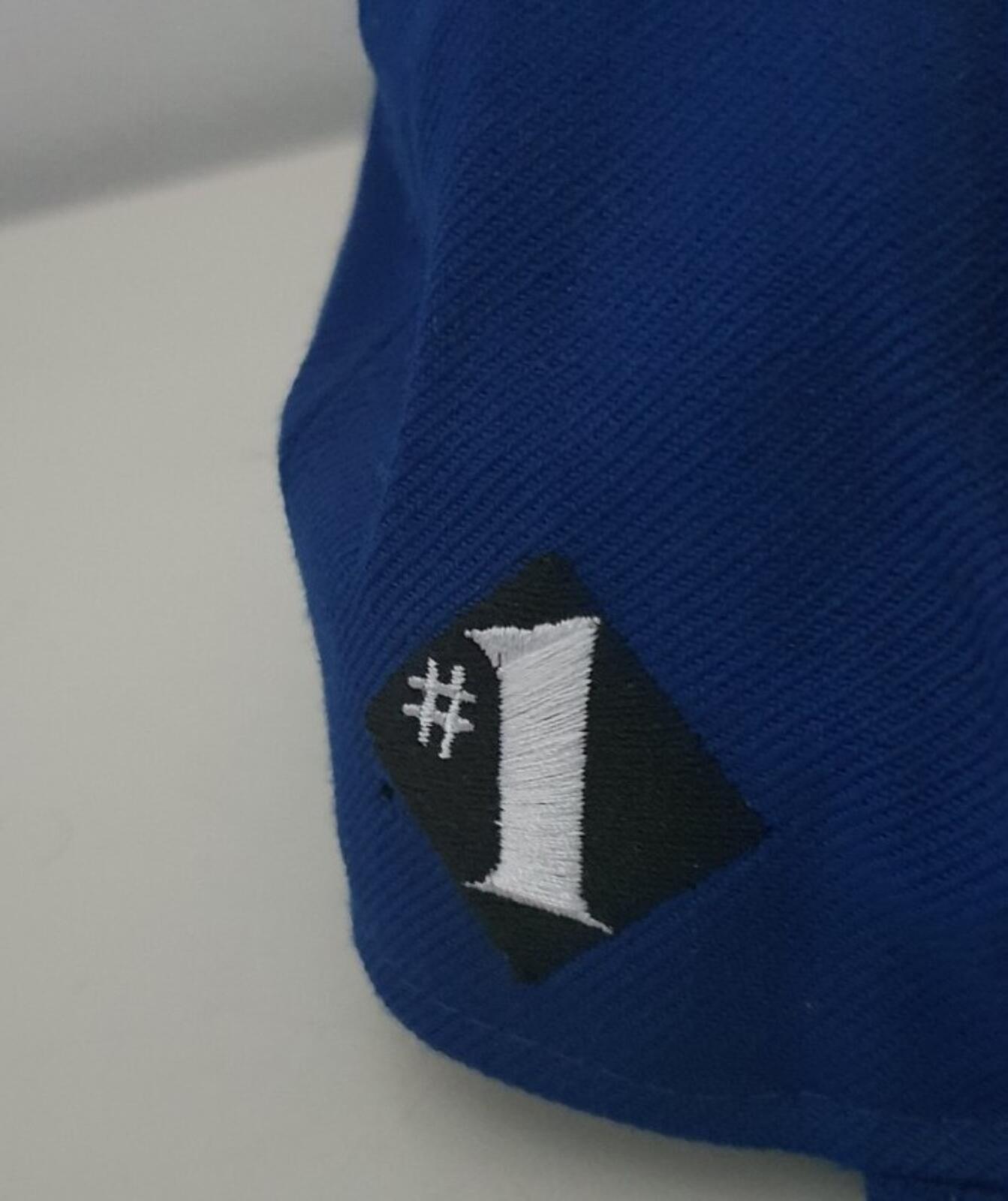 SS12 Supreme NO 1 Script New Era 59fifty fitted cap size 7 1/4 blue hat Vintage