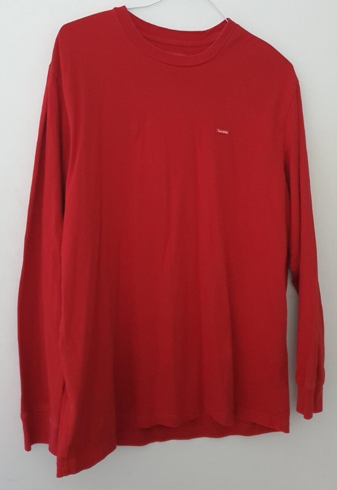 FW16 Supreme small box logo pique crewneck red size Large long sleeve top