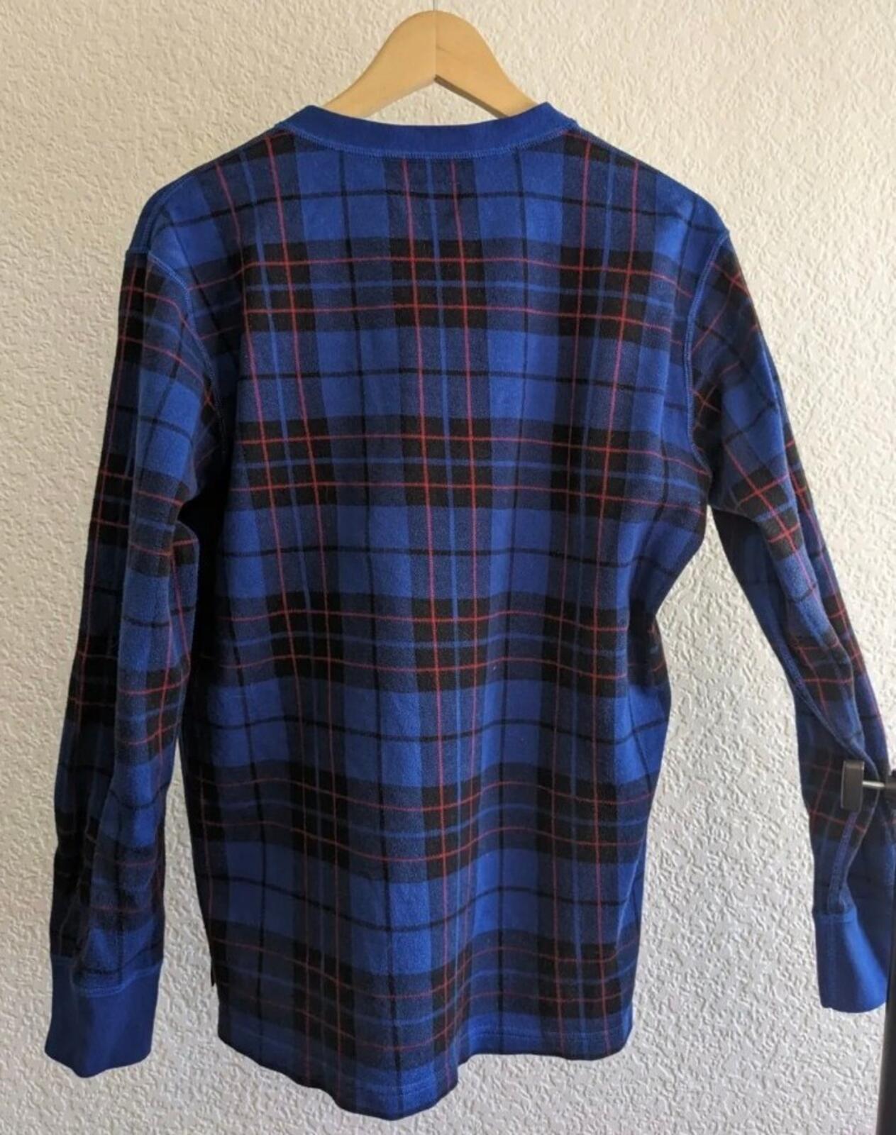 FW14 Supreme Tartan Henley manga larga talla M mediano Top de cuadros azul Royal