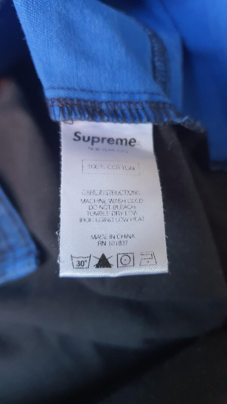FW16 Supreme Animal Patchwork Twill Shirt Blue Size M