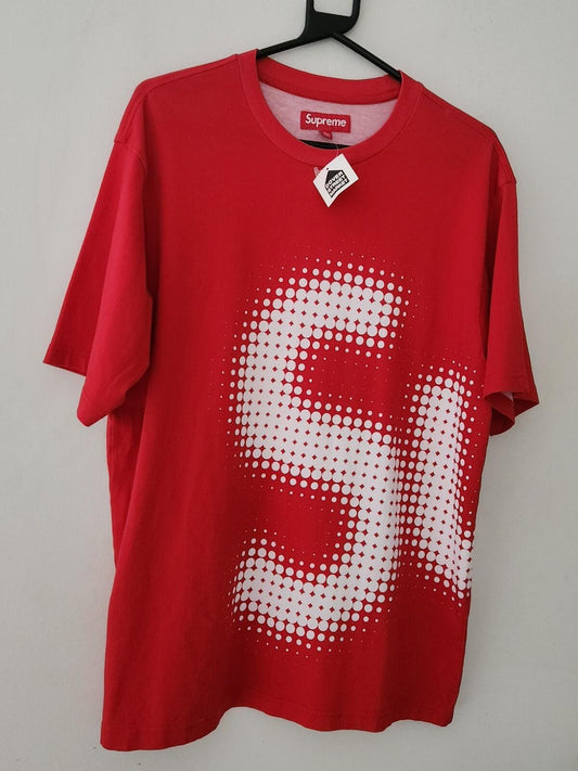 SS24 Supreme Halftone S/S Top Red Tee Short Sleeve T-shirt