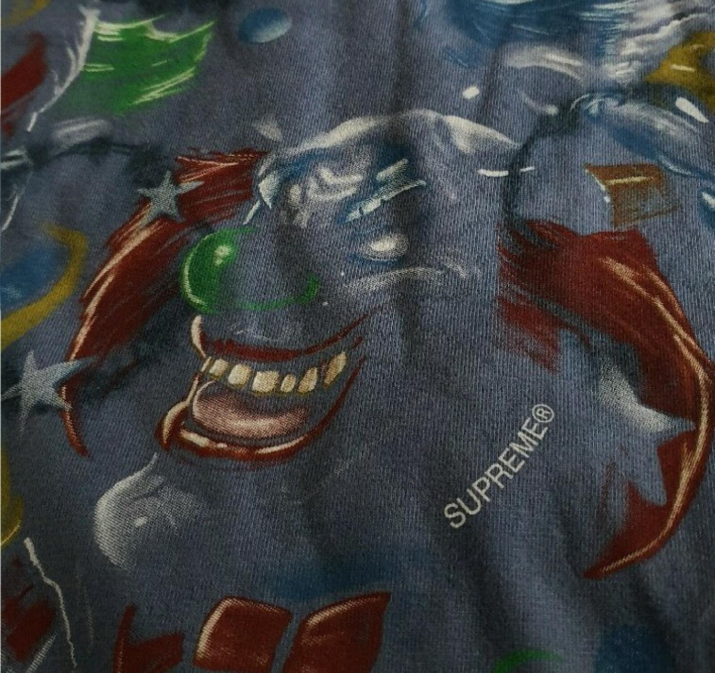 FW19 Supreme Clowns bleached navy Tee M medium T-shirt