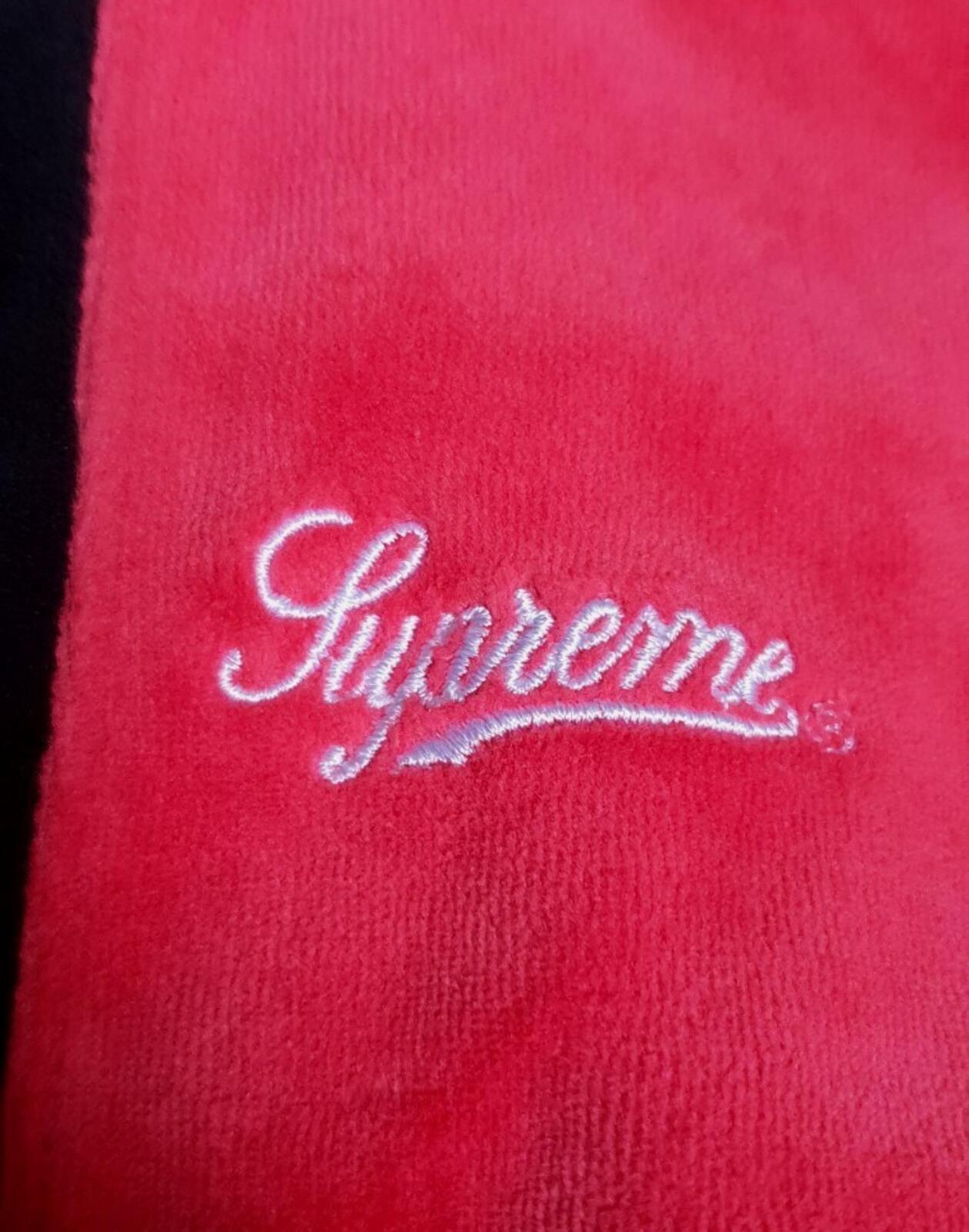 SS18 Supreme Velour Zip Up Jacke Größe M medium schwarz rot teal Pullover Oberteil