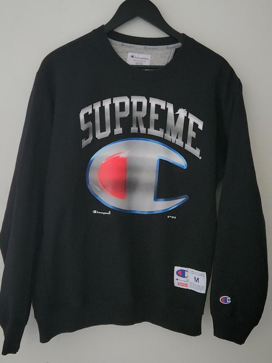 Sudadera Negra Chrome Supreme x Champion SS19 Talla M