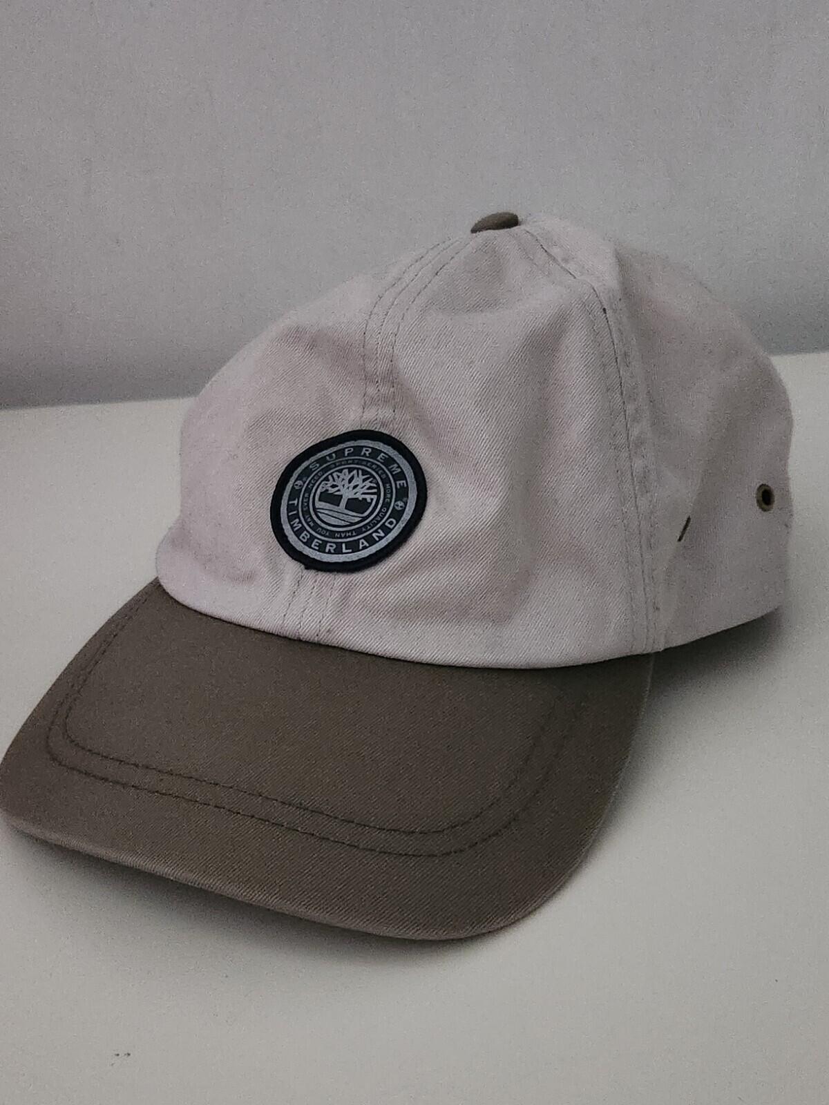 FW21 Supreme x Timberland 6-Panel  White cap Beige hat 3M Reflective Logo