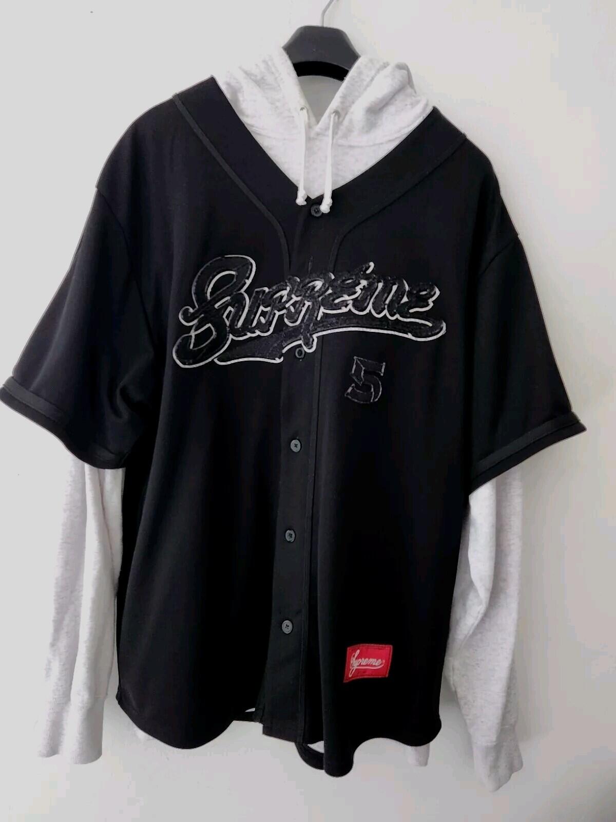 SS22 Supreme Baseball-Trikot Kapuzenpullover Schwarz Größe XL