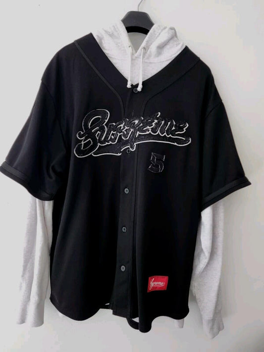 Sudadera con capucha y camiseta de béisbol Supreme SS22 negra talla XL