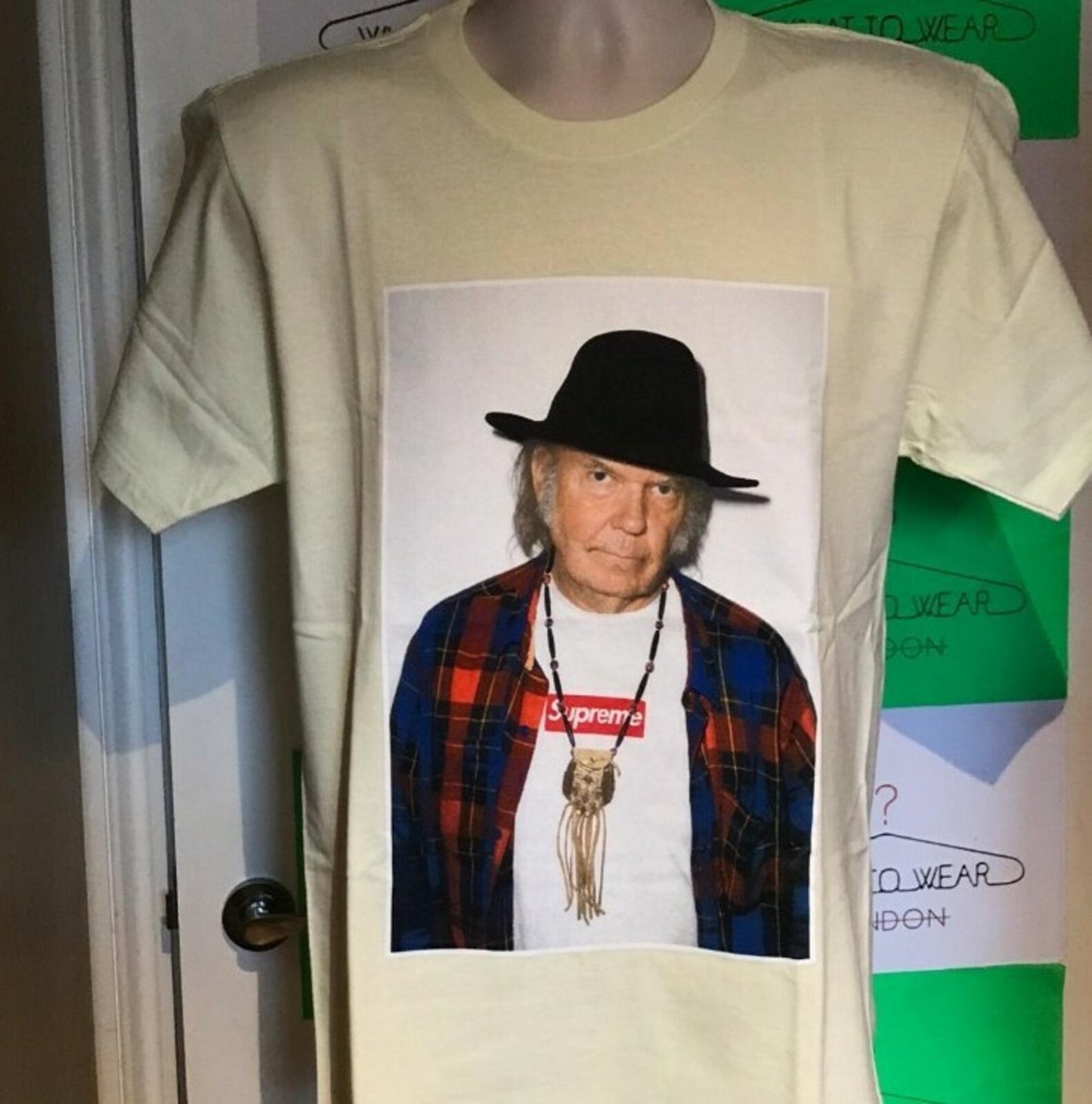SS15 Supreme x Neil Young Photo Tee Palm Yellow Size M
