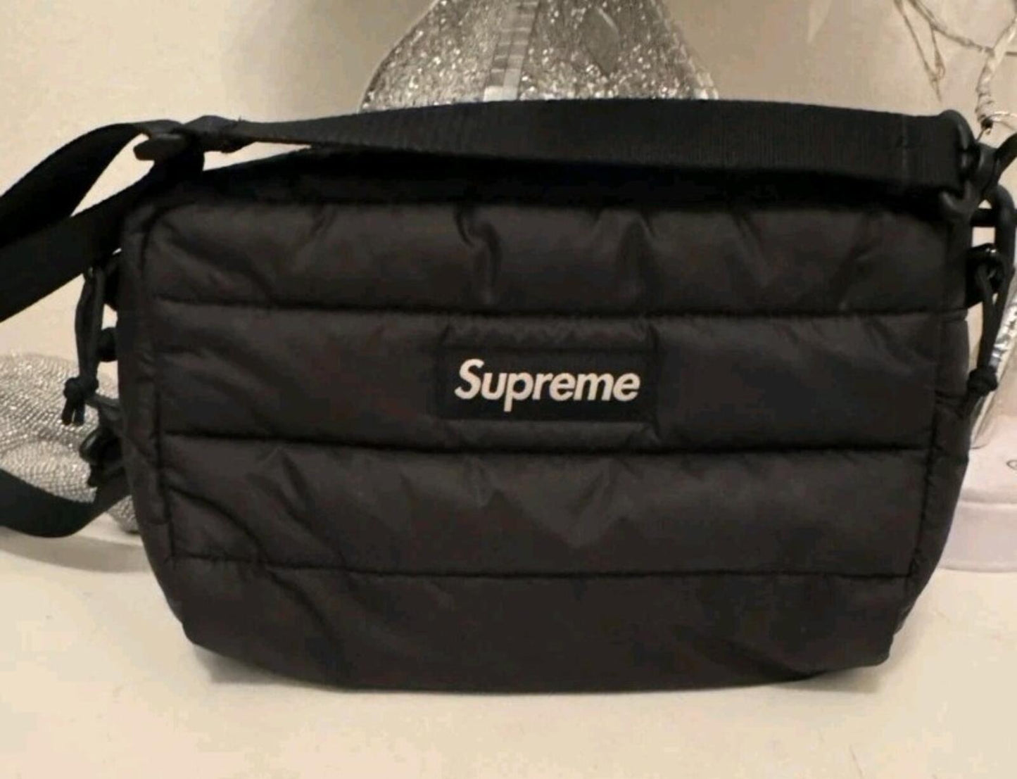 FW22 Supreme Puffer Side Bag Shoulder Black Water Resistant