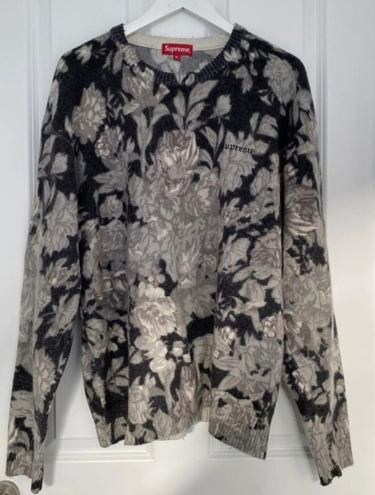 SS19 Supreme Printed Floral Angora sweater lambswool black size XL black jumper