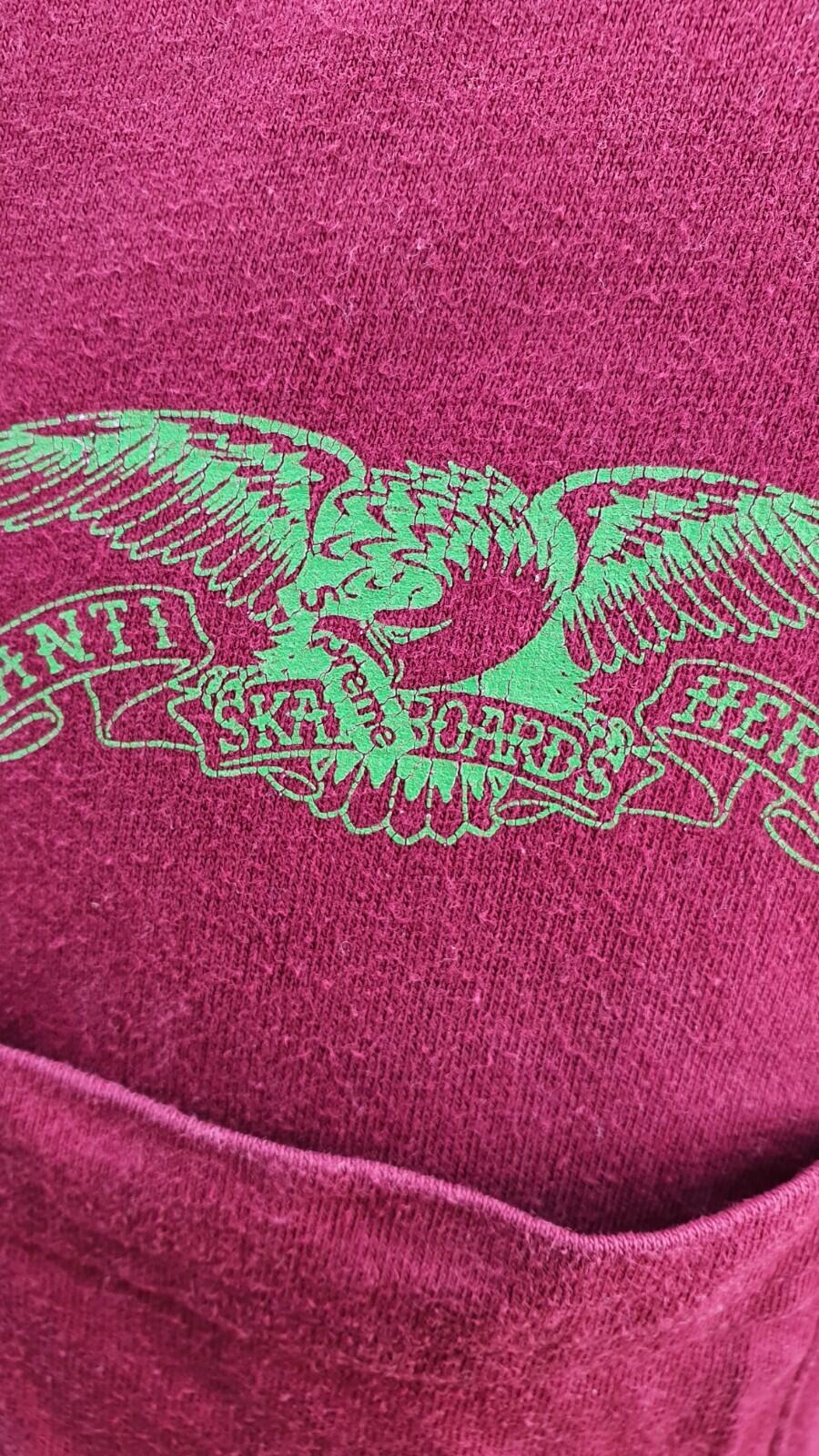 SS16 Supreme x Anti Hero Eagle Pocket Tee Burgundy Size M
