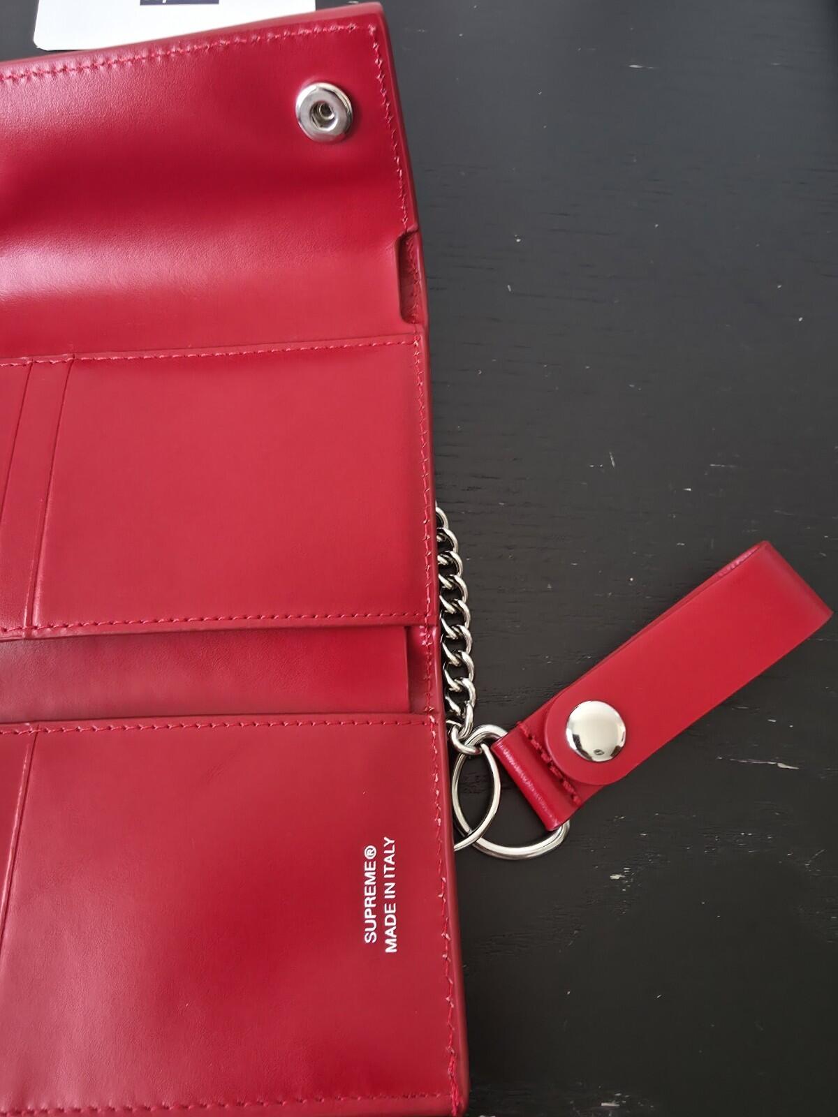 SS25 Supreme Lederketten-Geldbörse Rot