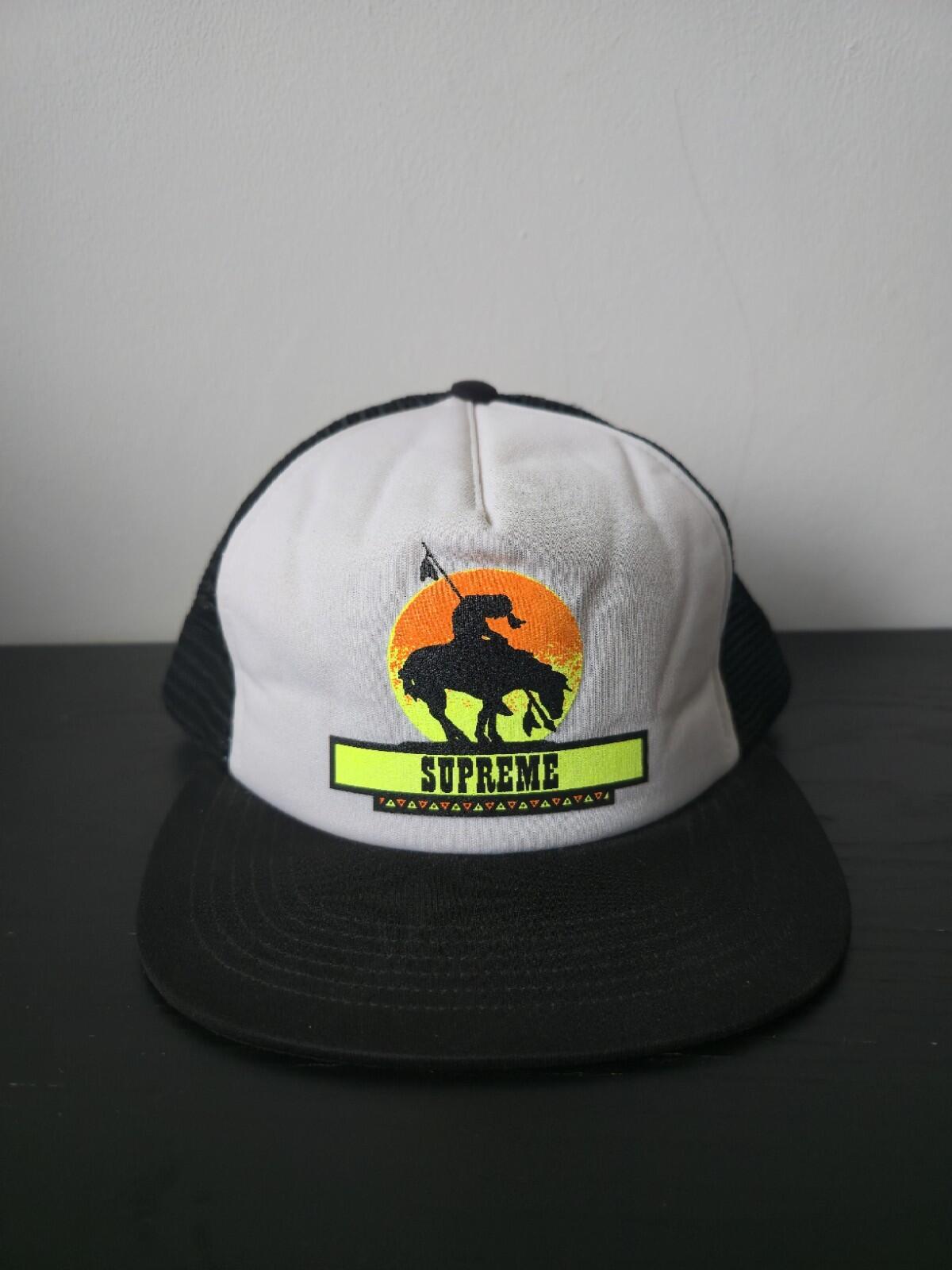 SS16 Supreme Western Mesh Back 5 Panel Cap Trucker Black