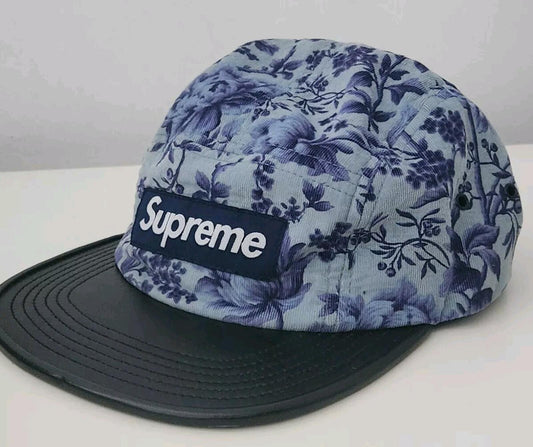 FW12 Supreme x Liberty Art Fabrics Floral Camp Cap Vintage-Hut Leder-Visor