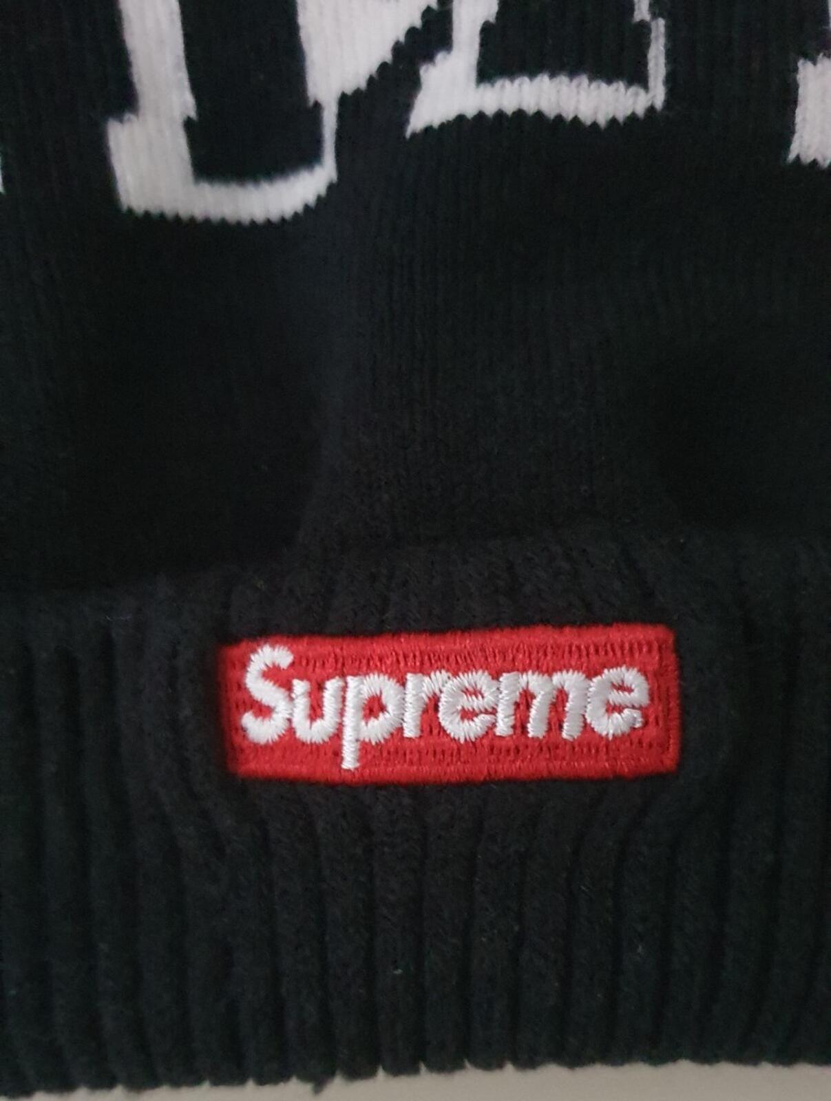 FW15 Supreme Banner New Era navy / white beanie small box logo Rare