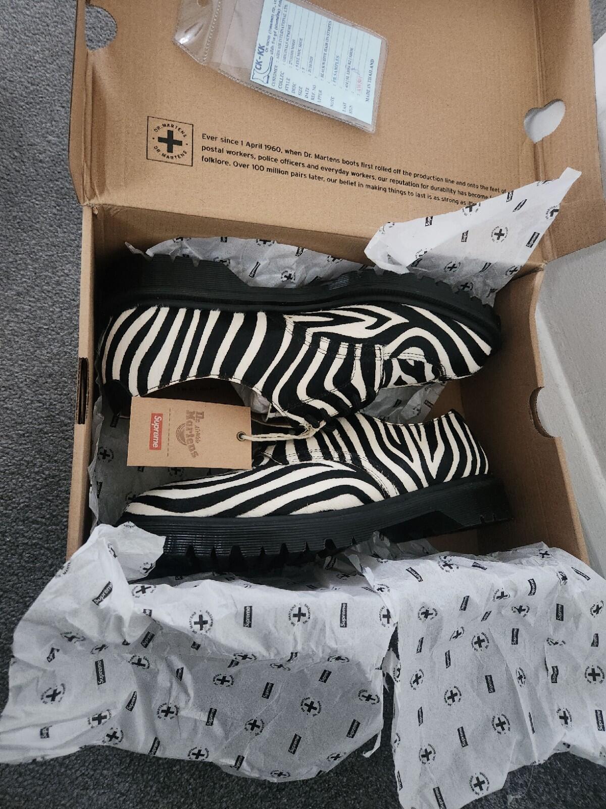 SS21 Supreme Dr. Martens Split Toe 5 Eye Zebra PR SAMPLES UK 9 US 10 EUR 43 New