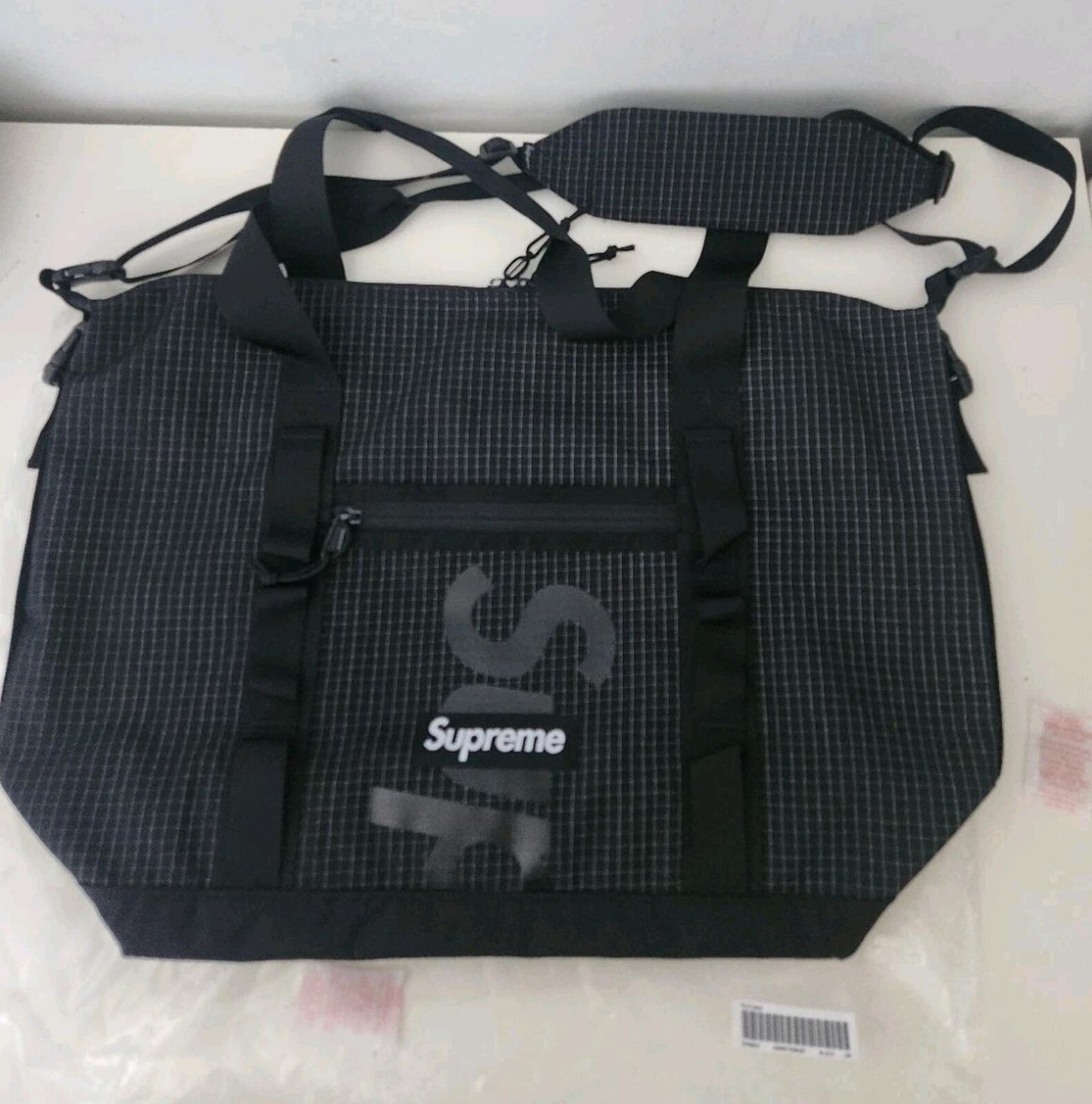 SS24 Supreme tote bag water resistant nylon black duffle holdall