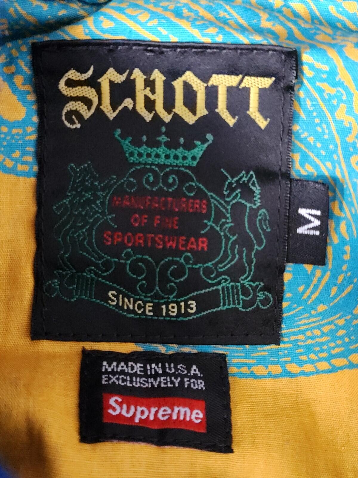 SS14 Supreme Schott NYC Suede Bomber Jacket M Medium Blue Leather 2014 Vintage