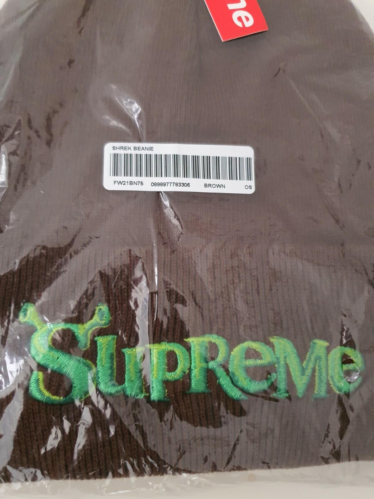 FW21 Supreme Shrek Beanie brown New with tag Unopened Hat movie