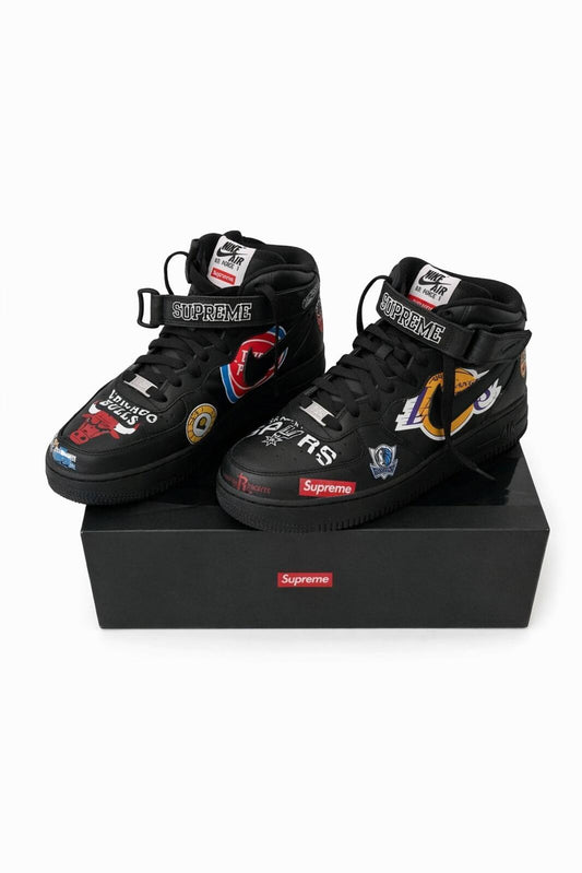 SS18 Supreme Nike Air Force 1 Mid Zapatillas Negras Talla US 8 UK 7 EUR 41 lote NBA