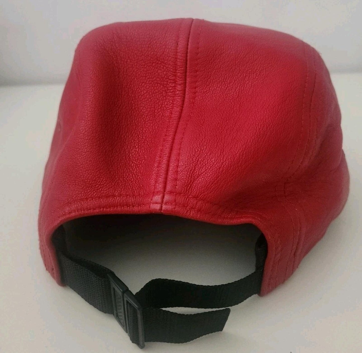 FW16 Supreme Leather Camp Cap Red