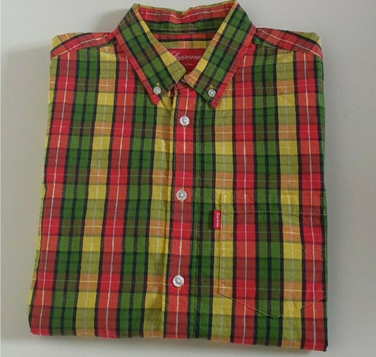 SS10 Supreme Factory Plaid Kurzarmhemd Multicolor Tartan Größe S
