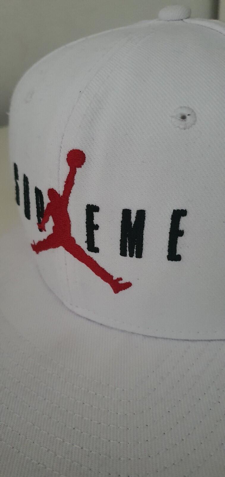 FW15 Supreme x Jordan White 6-Panel cap Jumpman hat Rare