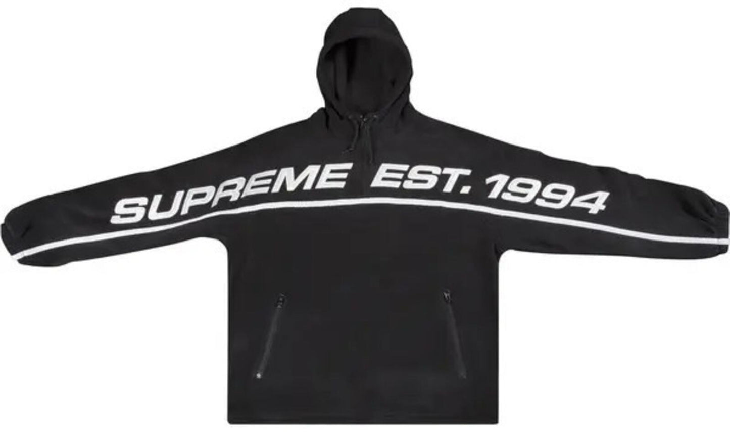FW19 Supreme Polartec Half Zip Hooded Sweatshirt Black Size M