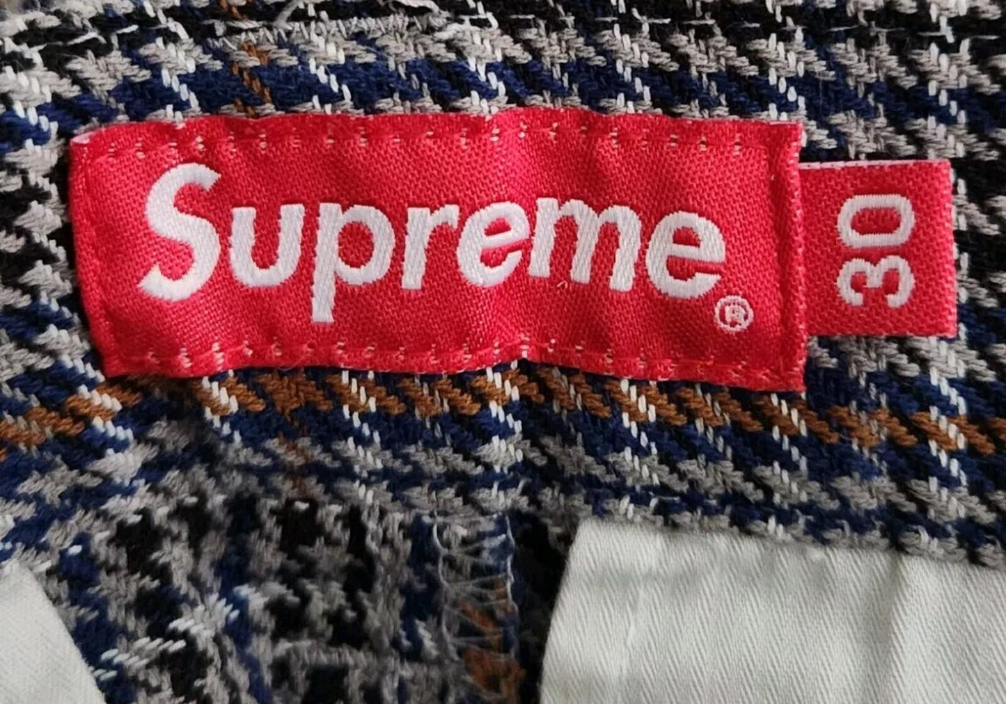 SS18 Supreme Work short 30 size S small shorts Grey Plaid Twill