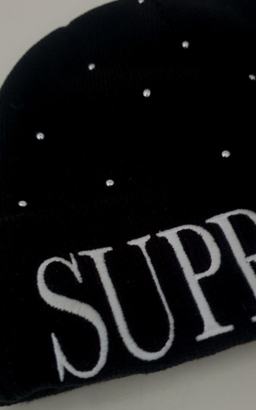 FW18 Supreme Studded Beanie Black Hat