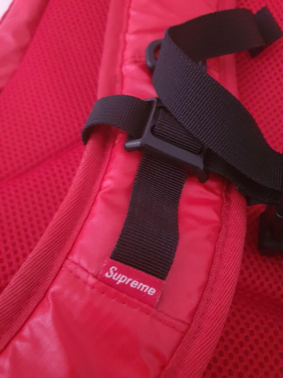 FW17 Supreme red backpack Cordura Fabric box logo Reflective text Rucksack