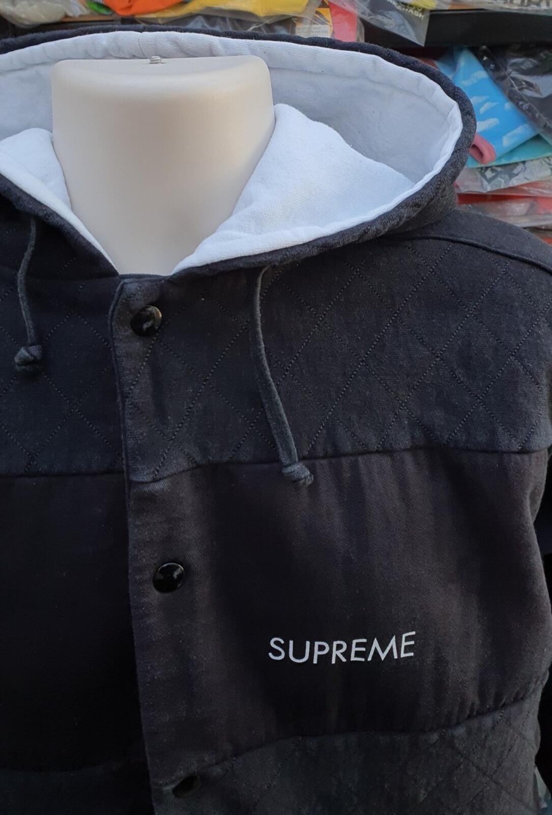 Supreme Vintage Hooded Jacket Heavyweight Paneled Sweatshirt Black Size XL