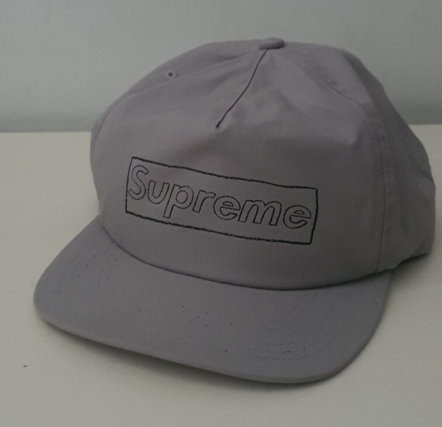 SS21 Supreme x Kaws Chalk Logo 5-panel Grey Hat Water Resistant Cap